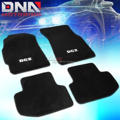 FOR 94-01 INTEGRA LS/GS/RS/GSR FIBER NYLON BLACK FLOOR MATS+DC2 LOGO FRONT+REAR