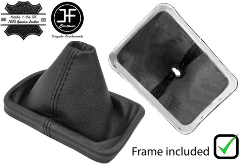 Pomello Cambio E Cuffia Cambio Compatibile Con VW Polo 4 9N 2001-2009 - 5 Marce - 12mm - Nero Rosso - Con Telaio - Finta Simil Pelle - Leva Cambio Manuale - (A255-1