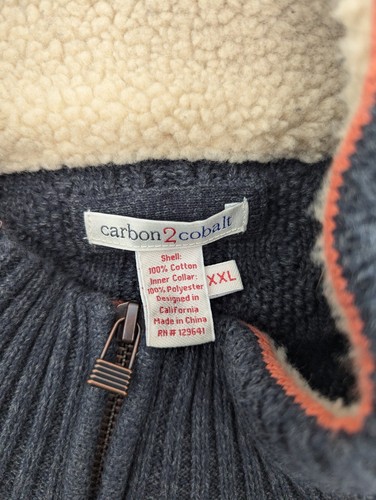Carbon 2 Cobalt Greystones 1/4 Zip Sweater XXL Blue Gray Fisherman Cable Knit - Picture 5 of 5
