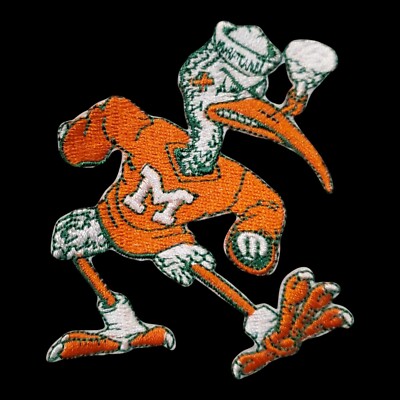 Miami Hurricanes Orange Ibis Patch. Vintage Style. Embroidered. Iron On. 3''x3''