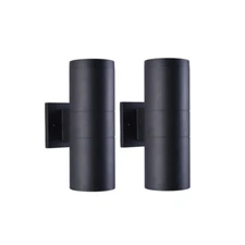 Modern Outdoor Porch Light Patio Light in 2 Lights with Matte Black 2 Pack