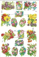 Mamelok English Embossed Scrap Die Cut - Spring Flowers Horseshoe 1710