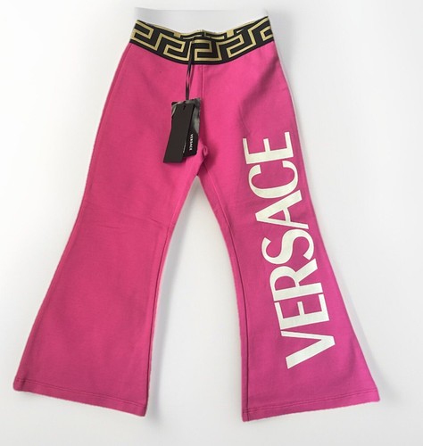 Versace Girl's Greca Logo-Print Bell Bottoms, Size 6Y