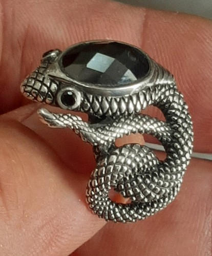 Anello Serpente Argento 925 donna Onice Onyx Ring Sterling Woman Snake $ - Foto 11 di 24