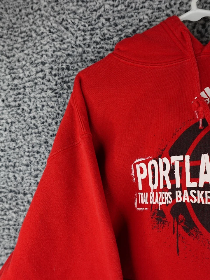 Adidas Portland Trail Blazers Hoodie Mens Large Red NBA Basketball Sweatshirt Lo - Image 2 of 4