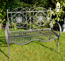 Rusty brown gary Shabby Chic Vintage Style aged Garden Bench Seat