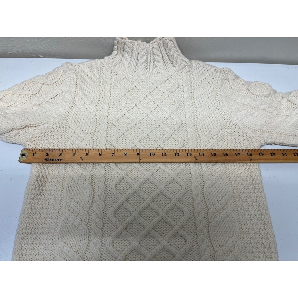 Paul James Womens Medium Wool Fisherman Sweater Chunky Cable Knit