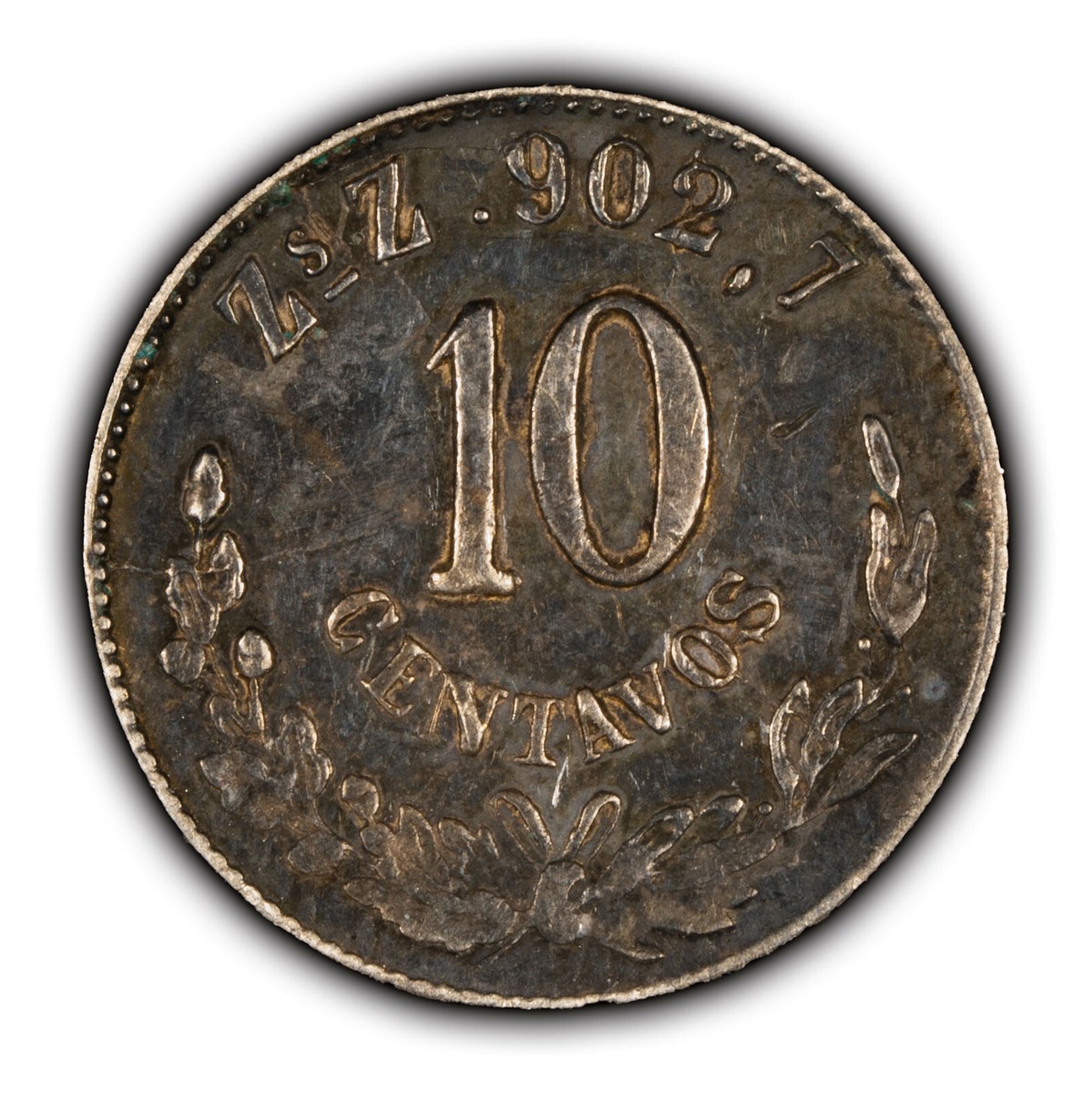 DAWN CURRENT '93 　古いですが美品に近い？ 1900 Zs Z Mexico 10 Centavos .0643 oz ASW - AU+ - KM-404.3 - SKU