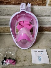 Kids Snorkel Mask, Full Face Snorkeling Gear. Anti-fog Anti-leak  UV. Pink L/XL