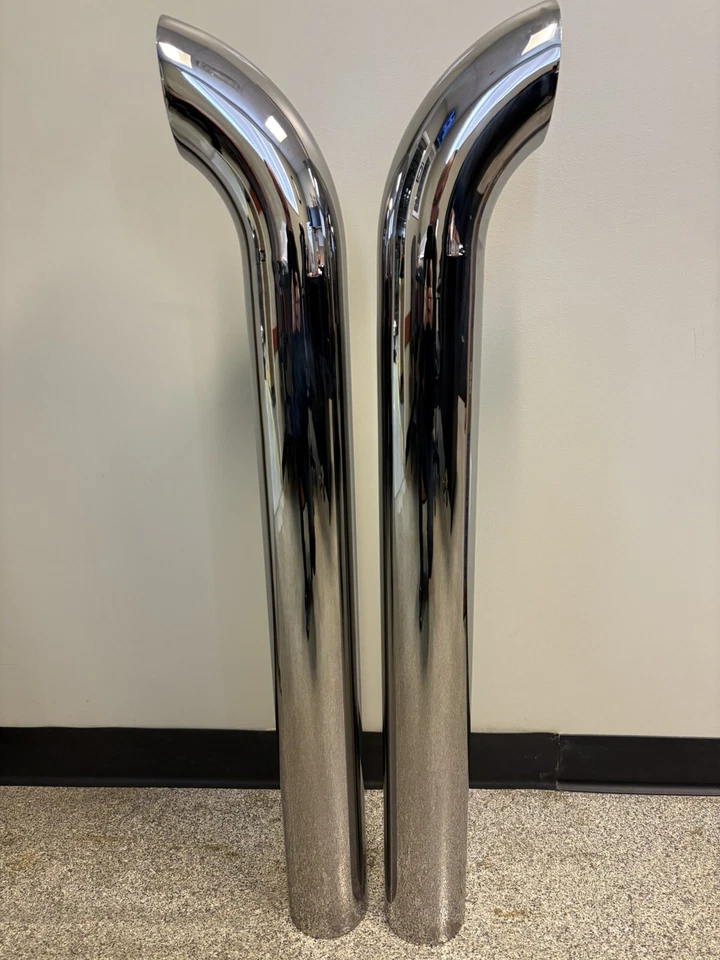 Pilas cromadas tubo curvo de 4 pulgadas escape cromado de 4"X40” (par) ¡Envío gratuito!! Foto 2 de 4