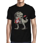 1Tee Mens T-rex Dinosaur playing Guitar  T-Shirt
