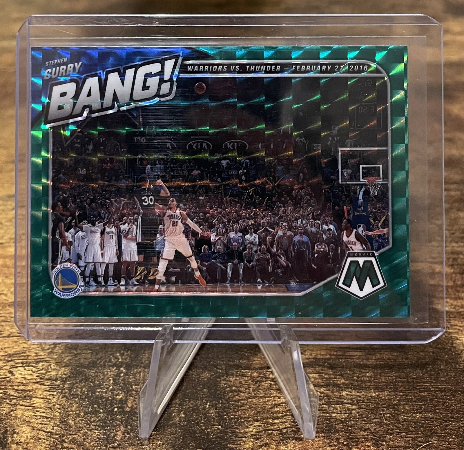 2021 Panini Mosaic Basketball Steph Curry BANG! Green Insert #2 Warriors