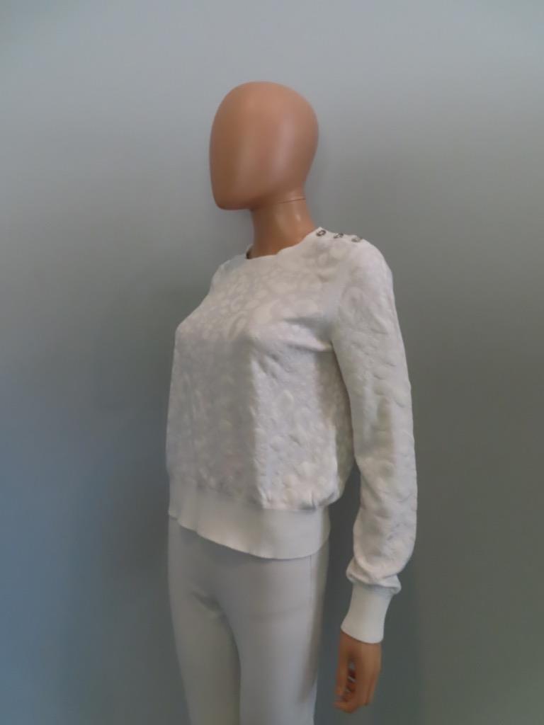 NWT CHANEL White Textured Logo/CC Silver Button Pullover NWT CHANEL White Textured Logo/CC Silver Button Pullover