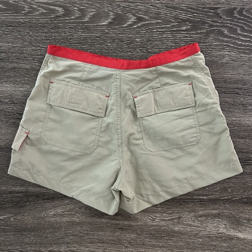 Vintage No Boundaries Nylon Khaki Tan Red Cargo Shorts Juniors M Utility 90s Y2K - Picture 3 of 4