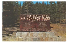 Monarch Pass Summit Colorado Road Marker Postcard
