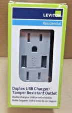 Leviton T5632-GY Decora Duplex USB Charger TR Receptacle Gray