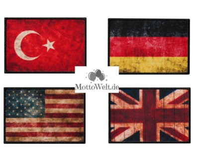 Mono Quick 1230x Vintage Flaggen Bügelbild, USA Türkei Deutschland England
