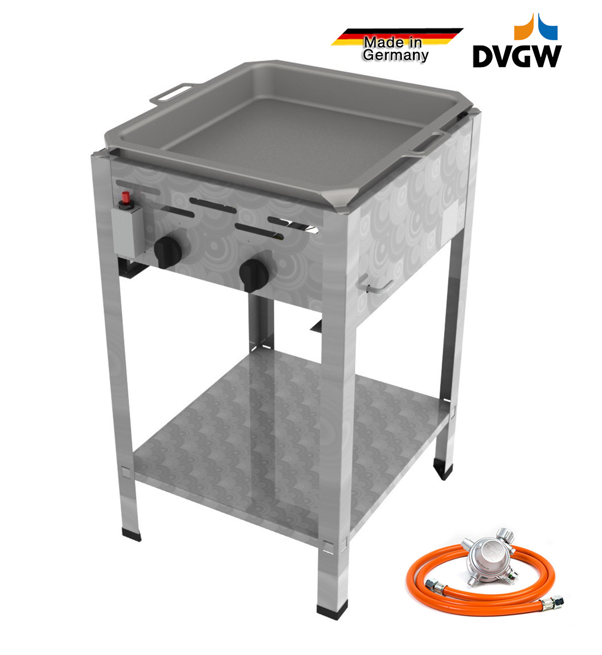 2 Flammen Edelstahl Gasgrill Gastrobräter Gasbräter Gas Grill 9,0 kW 2 flammig