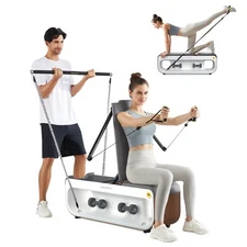 KINGSMTIH Fitness Bench with Cable System,Multifunctional Exercise Equipment