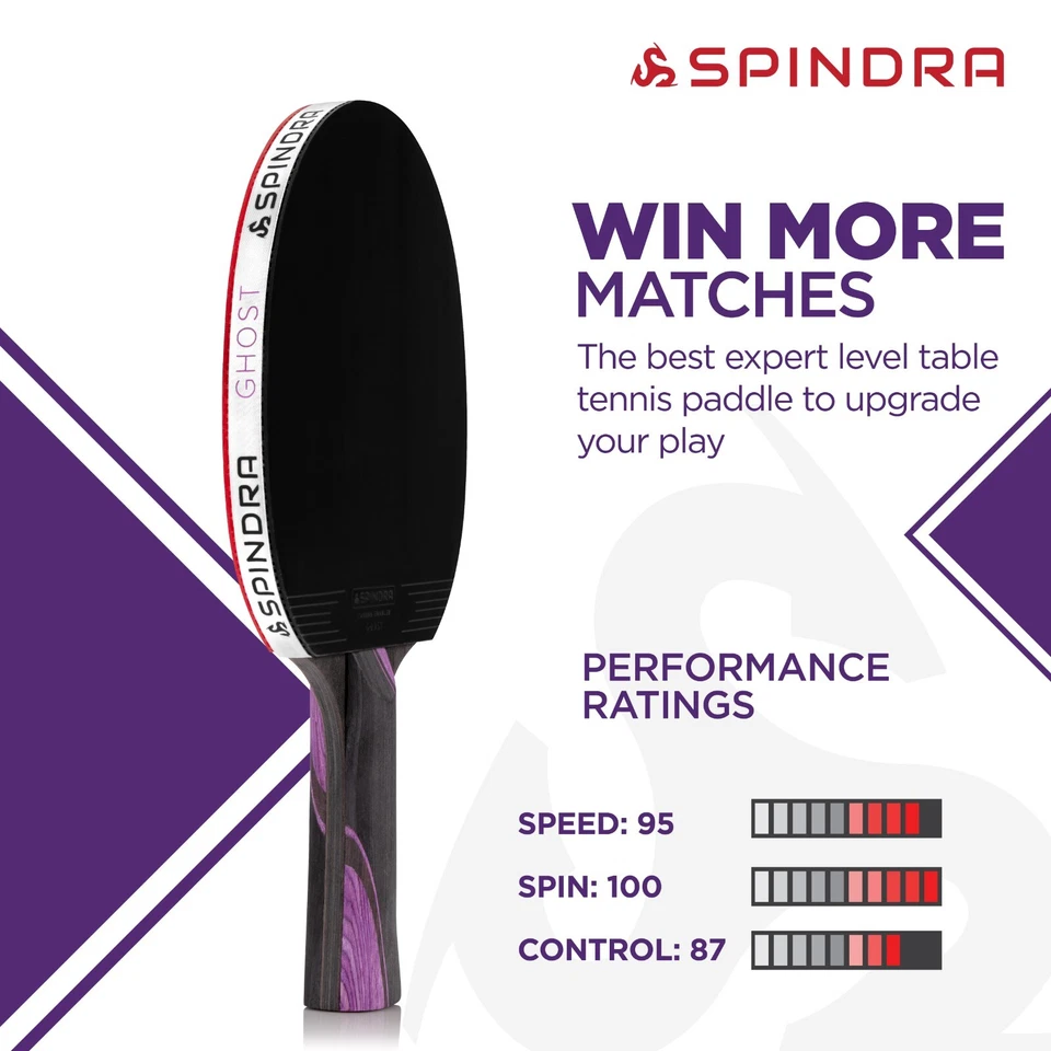 Spindra Ghost Performance Ping Pong Paddle | Expert-Professional Level Upgrades - Image 3 of 4