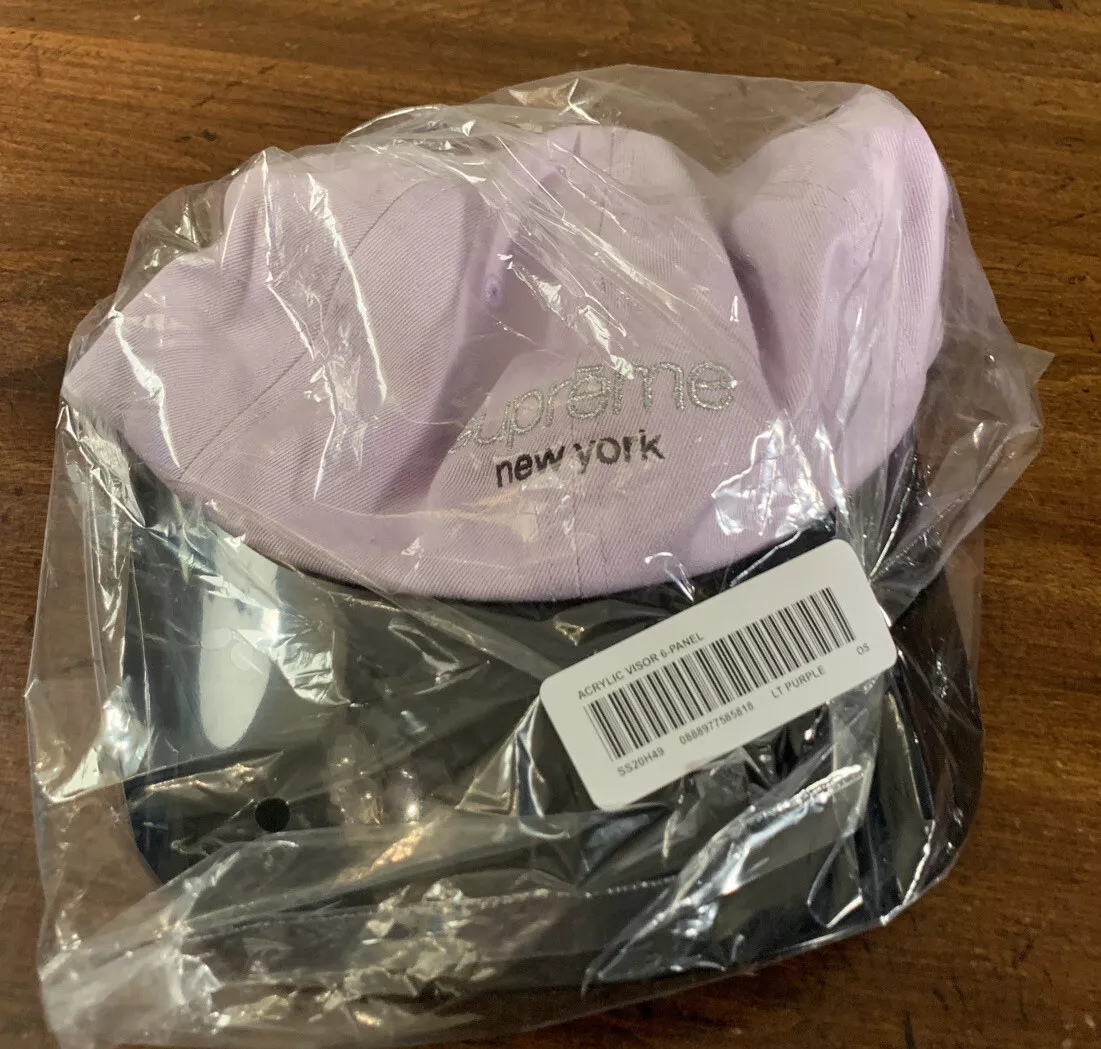 CHAPEAU VIOLET SUPRÊME VISIÈRE ACRYLIQUE 6 PANNEAUX LT / SS20 SEMAINE 16 NEUF / AUTHENTIQUE