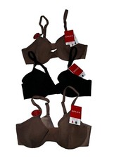 Spanx 3 Bras S Sheer Flex Fit-to-You Bra Very Black Nude Fits Small D-DD