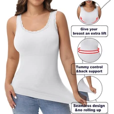 Women Cute Shapewear Tank Top Firm Tummy Control Body Shaper Cami Slimming Vest