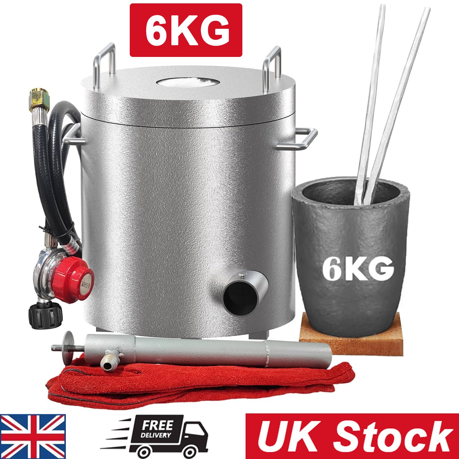 6KG/13LB Propane Smelting Melting Furnace Kit Stainless Steel for Metal Casting