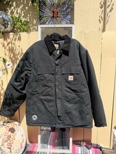 Vintage Carhartt C003 BLK XL Black Work Jacket Mastronardi Sunset Embroidered