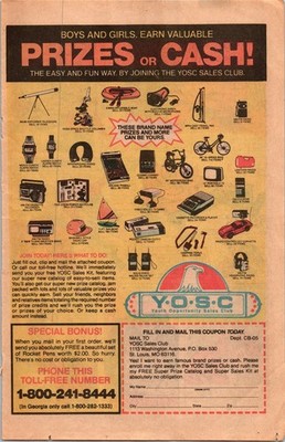 YOSC Youth Sales Club Ad Vintage Magazine Print Prizes Early 80s 10.5x7.5''