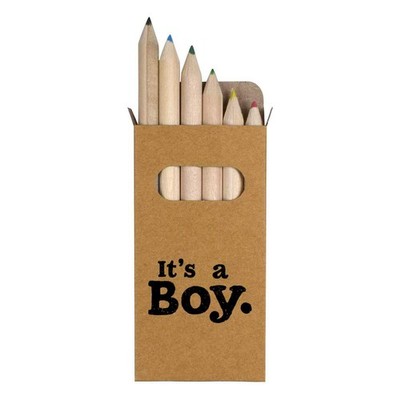 6 x ''It's A Boy'' kurze 85 mm Bleistifte / Farbstift Set (PE00071232)