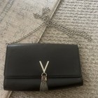 MARIO VALENTINO Black Faux Leather Flap Metal Tassel Chain Shoulder Handbag
