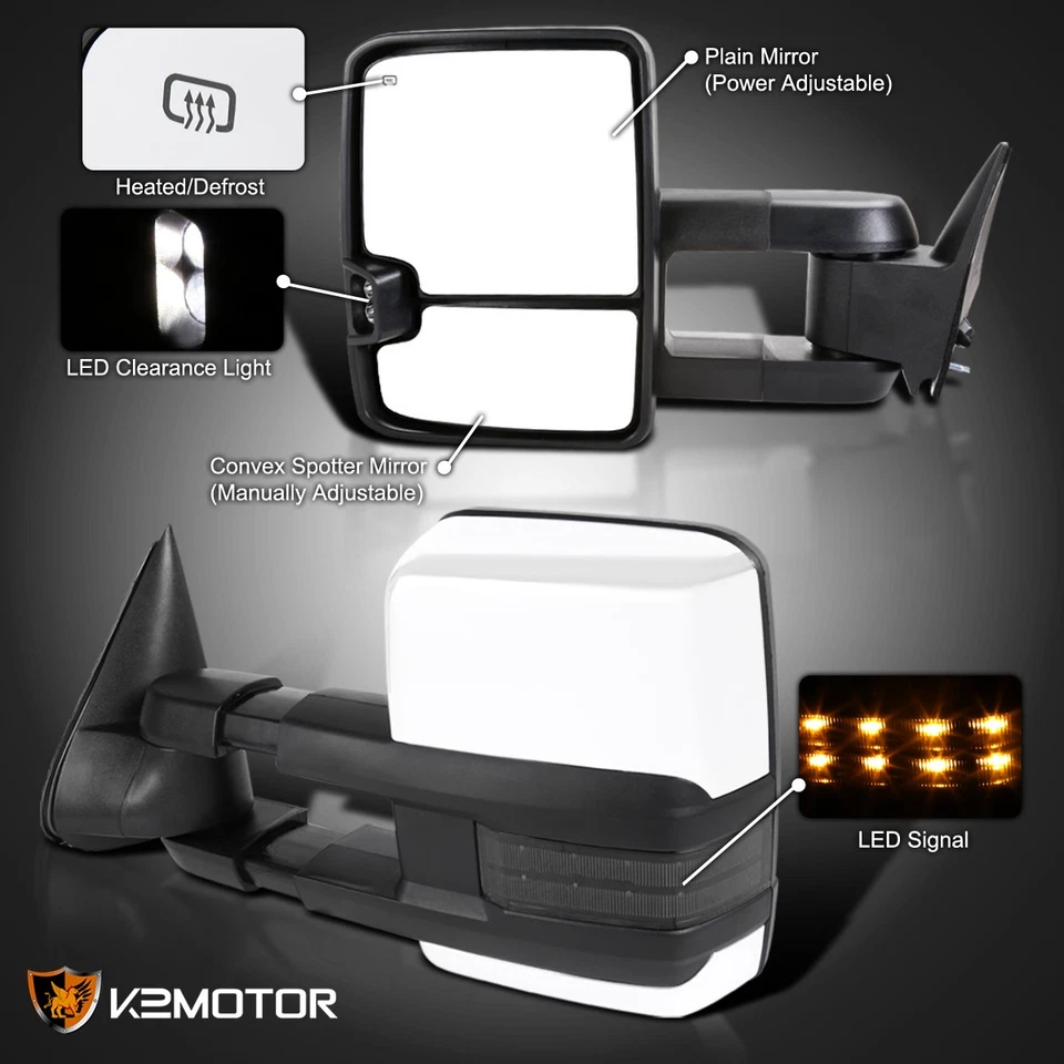 Fits 1988-1998 Chevy C/K 1500 Chrome Power Heated Tow Mirrors+Smoke LED Signal - Image 3 of 4