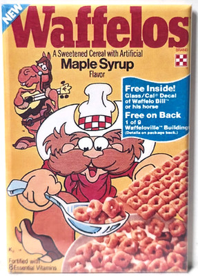 Waffelos Vintage Cereal Box 2''x3'' Fridge Locker MAGNET FREE SHIPPING Retro 80s