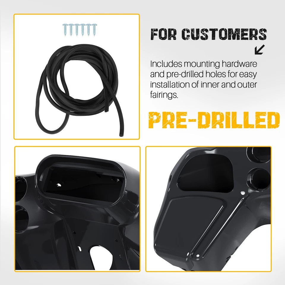 Carenado interior y exterior negro vivo para Harley Davidson Road Glide FLTR 1998-2013 Foto 3 de 4