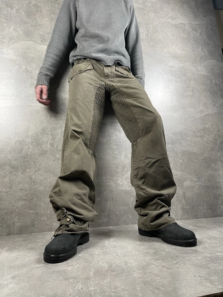 Pantalones Militares D&G by Dolce & Gabbana Vintage Años 00 Verde Caqui Moto Carga M Y2K Foto 2 de 4