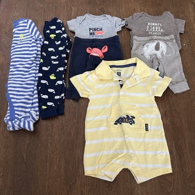 Carter s Baby Boy Newborn Clothes Lot Bundle Sleeper Outfit Romper No Stains