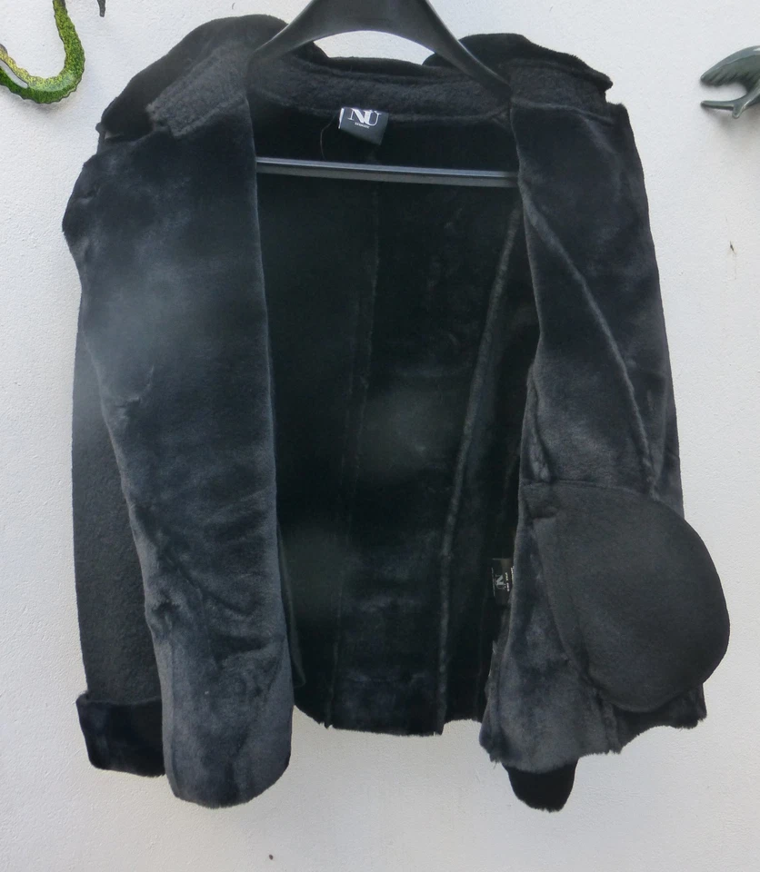 NEU* Bikerjacke* Lammfelloptik* Webpelz* Schwarz * hoher NP* Gr. XL - Bild 3 von 4