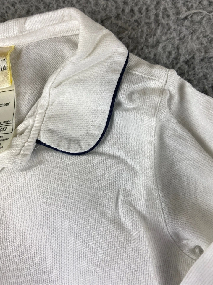 Camisa blanca vintage Laura Ashley azul marino cuello algodón botones 2T Foto 4 de 4