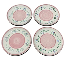 Set of 4 Caleca Pink Garland Hand Painted Dinner Plates – 11"