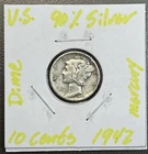 1942 - 10C Mercury Dime / 90% Silver Coin.