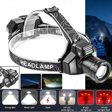 Super Bright Rechargeable Head Torch Headlight LED Headlamp Fishing Running Zoom