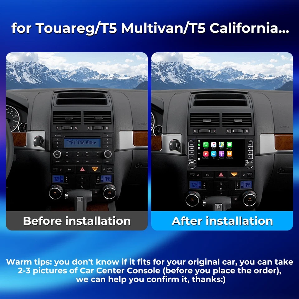 7" CarPlay für VW Touareg T5 Multivan Autoradio GPS Navi WiFi +BT 8 Core 4+32G - Bild 2 von 4