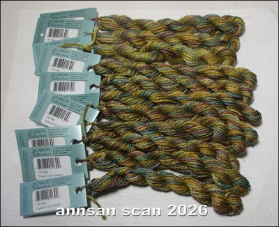 lot 9 skeins Watercolours Caron 3-ply Pima cotton threads dyelot  CS139906 Kelp
