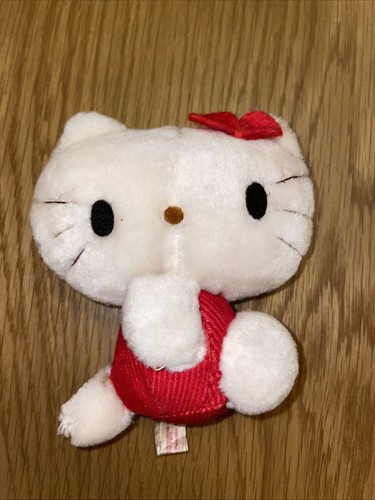 Vintage Sanrio Hello Kitty 4” Plush 1976 Red Corduroy - Picture 1 of 6