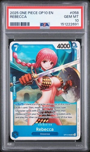 2025 One Piece OP10 EN Rebecca #058 PSA 10 GEM MINT