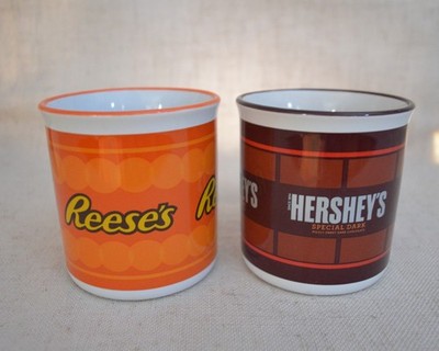 Set of 2 Reese s Peanut Butter Cup & Hershey Milk Chocolate Bar Mugs / Cups