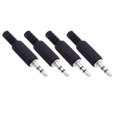 4 Pack 3.5mm TRS Stereo Male Solder Connectors for Audio Cable Repair