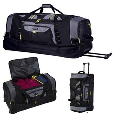 36" 2-Section Drop-Bottom Rolling Duffel for Trip Travel Telescopic Handle Black