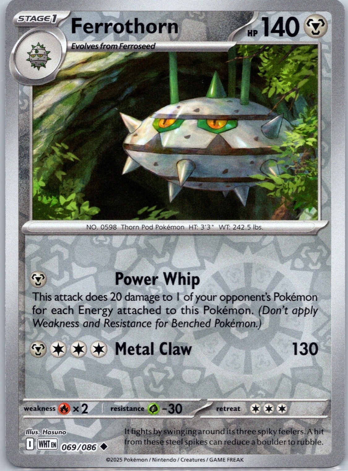 Ferrothorn Reverse Holo SV: White Flare #069/086 NM